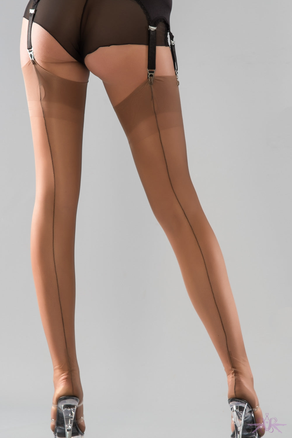 Gio Cuban Heel Fully Fashioned Stockings - Contrast Seam